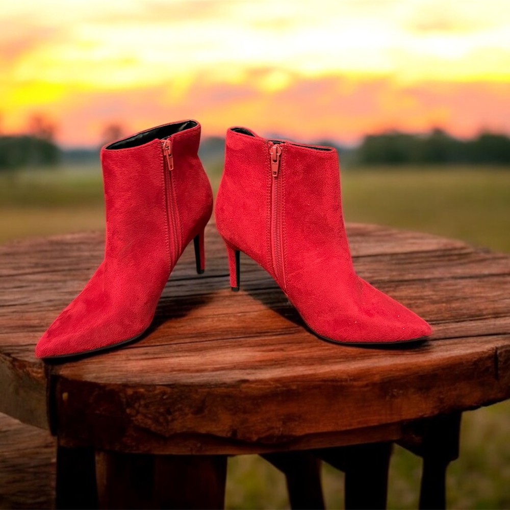 Elegant Red Women's Ankle Boots